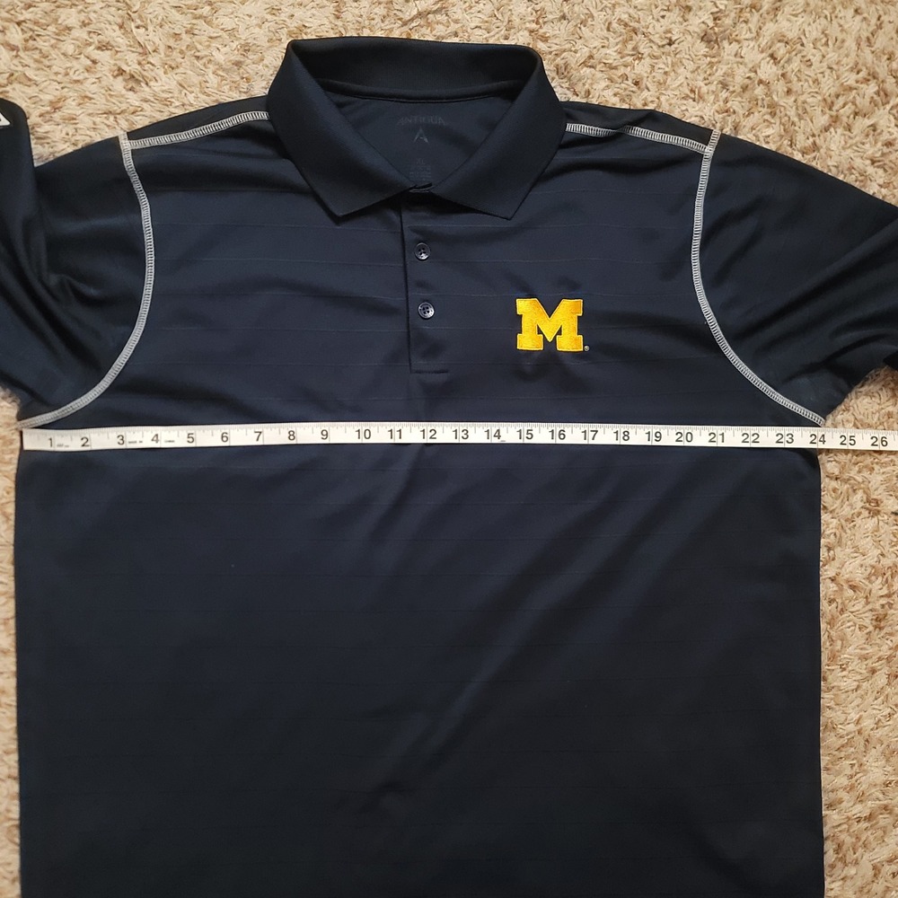 Antigua Polo Shirt Men XL Navy Blue Michigan Wolverines Embroidered Short Sleeve - Picture 7 of 10